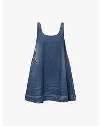 Simone Rocha - Aline Distressed Denim Mini Dress - Lyst