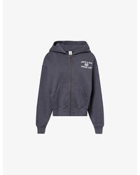 Sporty & Rich - Varsity Crest Zipped Cotton-Fleece Hoody - Lyst