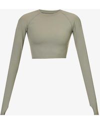 ADANOLA - Fitted Long-sleeved Cropped Stretch-woven T-shirt - Lyst