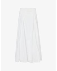 Another Tomorrow - Flared Mid-rise Woven Midi Skirt X - Lyst