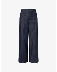 Max Mara - Straight-Leg Cotton-Linen Denim Trousers - Lyst