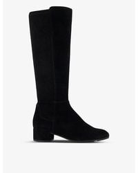 Dune - Tayla Wide-Fit Suede Heeled Knee-High Boots - Lyst