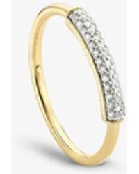 Monica Vinader - Fiji Bar 18ct Recycled Yellow Gold-plated Vermeil Sterling-silver And 0.12 Carat Diamond Ring - Lyst