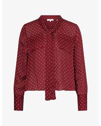 FRAME - The Modern Tie Dot-Print Silk Blouse - Lyst
