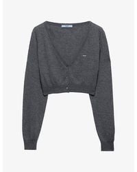 Prada - Cropped Cashmere Cardigan - Lyst