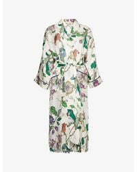 Olivia Von Halle - Sabine Floral-pattern Relaxed-fit Silk Robe - Lyst