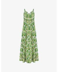 Ro&zo - Ditsy-Print V-Neck Tiered Cotton Maxi Dress - Lyst