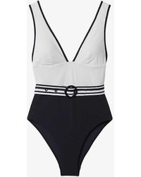 Reiss - Willow Striped-belt Swimsuit - Lyst