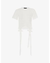 Simone Rocha - Easy Bow-embellished Cotton-jersey T-shirt - Lyst