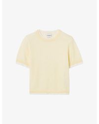 Claudie Pierlot - Contrast-Knit Short-Sleeve Cotton-Blend Jumper - Lyst