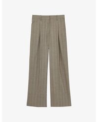 Reiss - Tallulah Wide-Leg Pinstripe Wool-Blend Trousers - Lyst