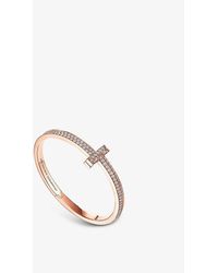 Tiffany & Co. - Tiffany T T1 Medium 18ct Rose-gold And 4.08ct Brilliant-cut Diamond Bangle Bracelet - Lyst
