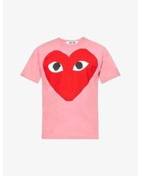 COMME DES GARÇONS PLAY - T274 Bright Heart Logo T-shirt Pink - Lyst