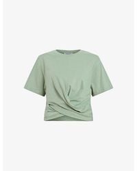 AllSaints - Mallinson Cross-over Cropped Cotton T-shirt - Lyst