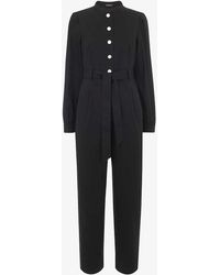 Whistles - Andrea Button-up Long-sleeve Cotton Jumpsuit - Lyst