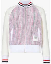 Thom Browne - Brand-appliqué Striped Cotton-blend Bomber Jacket - Lyst