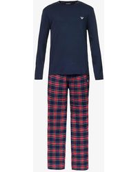 Emporio Armani - Brand-embroidered Cotton Pyjama Set - Lyst