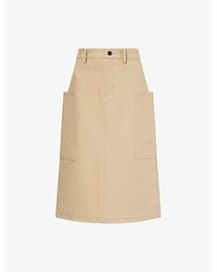 Gucci - Patch-Pockets High-Waist Cotton Midi Skirt - Lyst