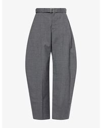 Sacai - Curved-Leg High-Rise Wool Suit Trousers - Lyst