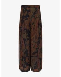 PAIGE - Carina Paisley-Print Crepe Trousers - Lyst