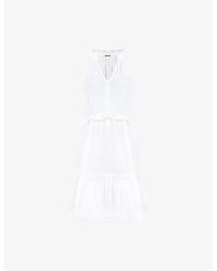 Ro&zo - Sleeveless Ruffle-Trim Cotton Mini Dress - Lyst