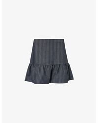 Ganni - Striped Recycled-polyester-blend Mini Skirt - Lyst