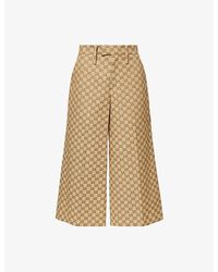 Gucci - gg Canvas Wide-leg Cropped Cotton Trousers - Lyst