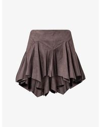 Oude Waag - Asymmetric-Hem Faux-Suede Skort - Lyst