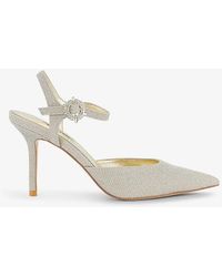 Dune - Channel Buckle-embellished Woven Heeled Courts - Lyst