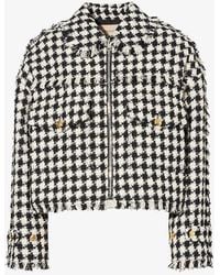 Gucci - Houndstooth-pattern Cropped Cotton-blend Jacket - Lyst