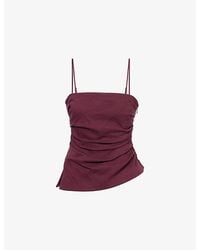 Jonathan Simkhai - Emerson Ruched Cotton-Blend Bustier Top - Lyst