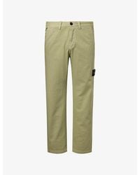 Stone Island - Compass-Badge Herringbone Cotton Trousers - Lyst