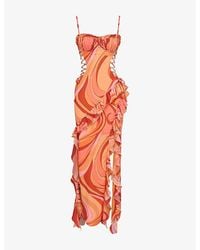 House Of Cb - Lumira Swirl-Print Woven Maxi Dress - Lyst