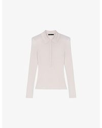 Maje - Polo-Collar Ribbed Wool And Silk Jumper - Lyst