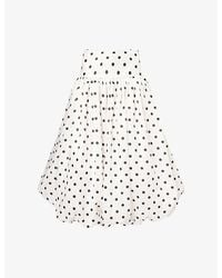 Self-Portrait - Polka-Dot Bubble-Hem Woven Midi Skirt - Lyst