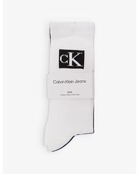 Calvin Klein - Logo-print Cuff Pack Of Two Stretch Cotton-blend Socks - Lyst