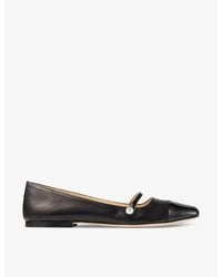 Jimmy Choo - Elisa Pearl-Embellished Patent-Leather Ballet Flats - Lyst