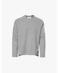 Thom Browne - Four-bar Brand-patch Cotton-jersey T-shirt - Lyst