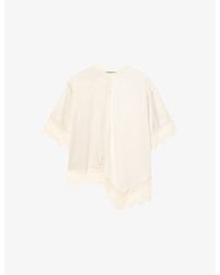 AllSaints - Lenny Round-Neck Lace-Embroidered Cotton T-Shirt - Lyst