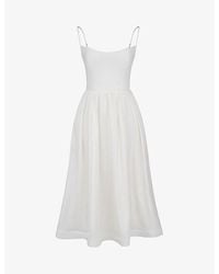 House Of Cb - Lolita Square-Neck Fitted-Bodice Stretch-Cotton Midi Dress - Lyst