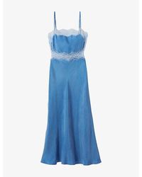 Claudie Pierlot - Square-Neck Lace-Trim Woven Maxi Dress - Lyst
