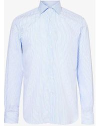Corneliani - Regular-fit Long-sleeve Striped Cotton Shirt - Lyst