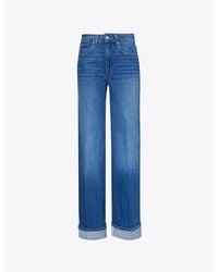 PAIGE - Sasha Cuffed Straight-leg High-rise Stretch-denim Jeans - Lyst