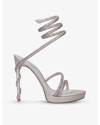 Rene Caovilla - Cleo Crystal-embellished Leather Heeled Platform Sandals - Lyst