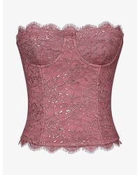 House Of Cb - Alexia Strapless Floral-Lace Corset Top - Lyst