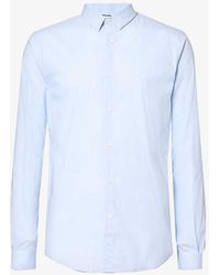 IKKS - Stripe-pattern Curved-hem Slim-fit Stretch-cotton Blend Shirt X - Lyst