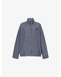 Miu Miu - Brand-Appliqué Checked Cotton Jacket - Lyst