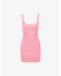 House Of Cb - The Supermodel Halter-Neck Bandage Stretch-Woven Mini Dress Xs (A-C Cup) - Lyst