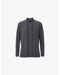 AllSaints - Mode Ramskull-Embroidered Merino-Wool Cardigan - Lyst