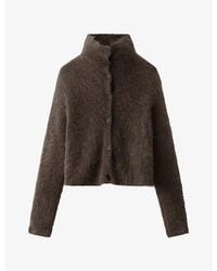The White Company - High-Neck Textured Wool-Blend Cardigan - Lyst
